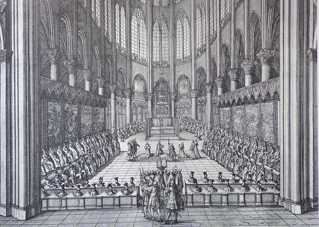 Choeur de N-D de Paris lors du Te Deum donné en 1669, gravure de Jean Marot (1619-1679), musée Notre-Dame. https://commons.wikimedia.org/wiki/File:Choeur_de_ND_de_Paris_1669.jpg