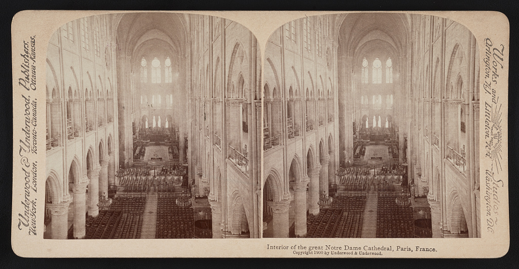 Interior of the great Notre Dame cathedral, Paris, France. France, 1900. Photograph. https://www.loc.gov/item/2019641463/