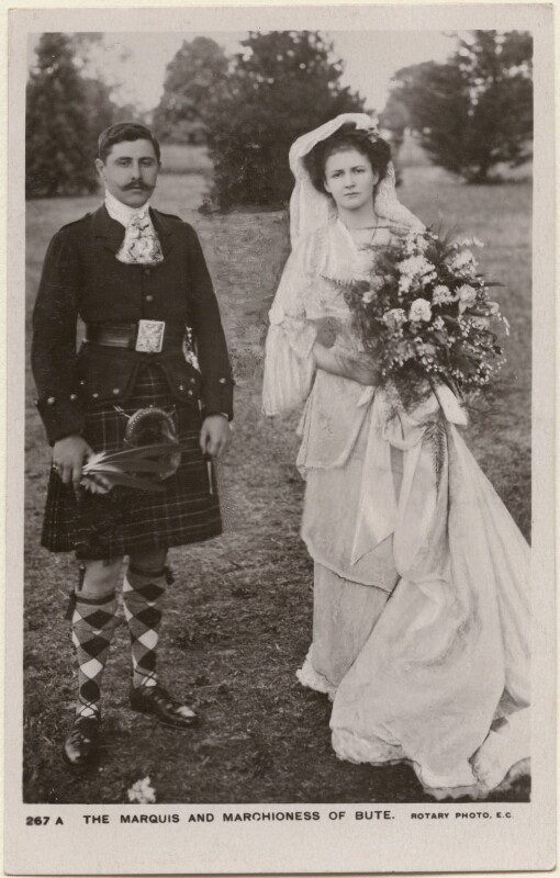 John Crichton-Stuart, 4th Marquess of Bute; Augusta Mary Monica (née Bellingham), Marchioness of Bute. published by Rotary Photographic Co Ltd. bromide postcard print, late 1910s. NPG x198198. © National Portrait Gallery, London. 