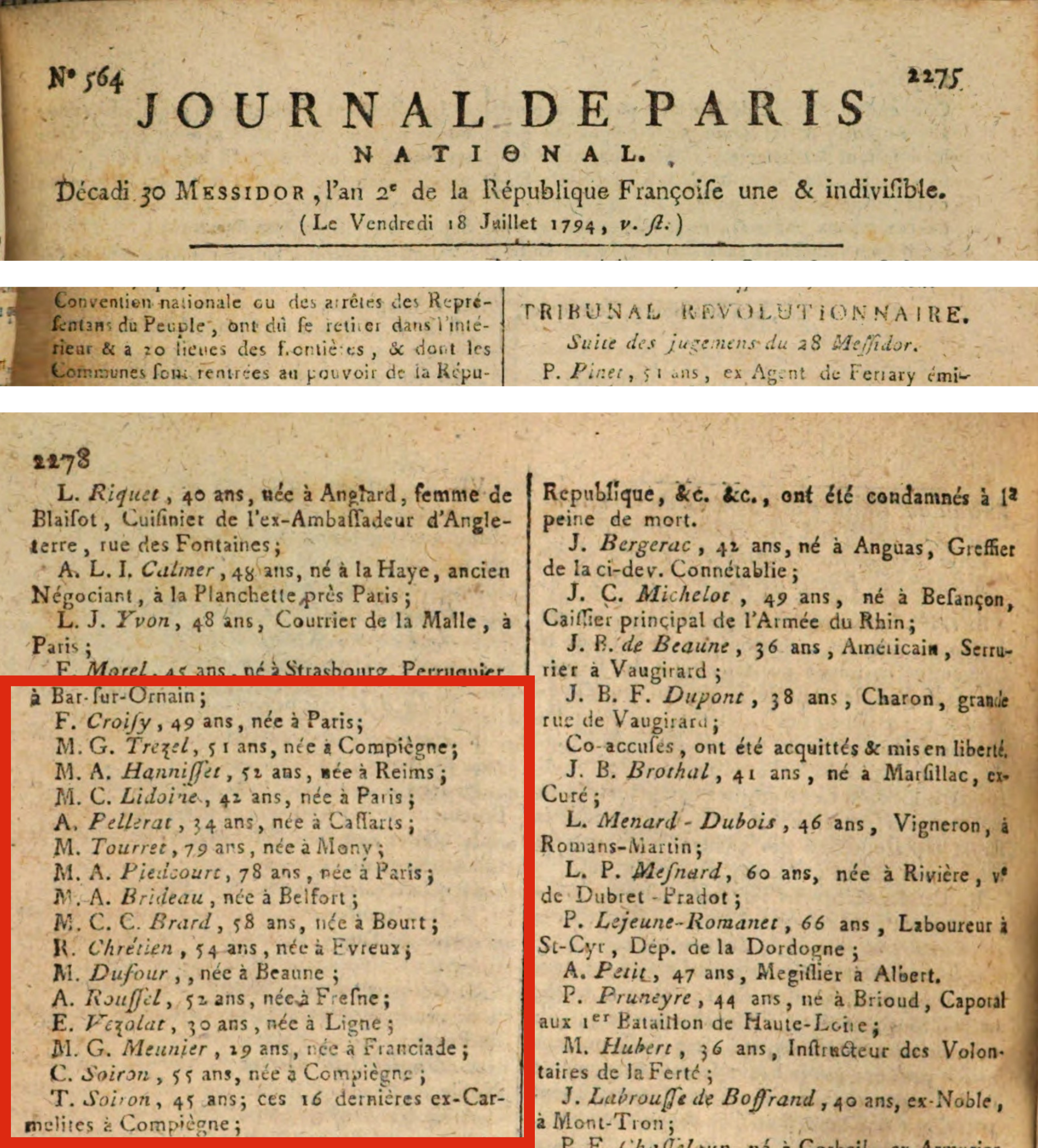 Journal de Paris, 18 July 1794