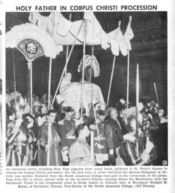ITALY. Holy Father in Corpus Christi procession. The Catholic World in Pictures, 19 June 1950. https://thecatholicnewsarchive.org/?a=d&d=cwp19500619-01.2.12&srpos=24