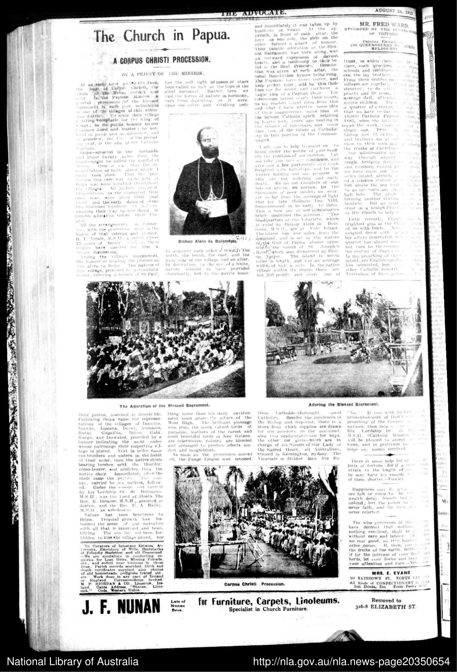 PAPUA NEW GUINEA. The Church in Papua. The Advocate (Melbourne, Vic.). August 24, 1912. https://trove.nla.gov.au/newspaper/article/170953115
